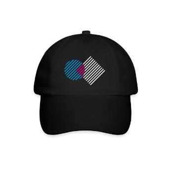 Line pattern / circle, square / blue, white, pink - Baseball Cap - black/black - Front