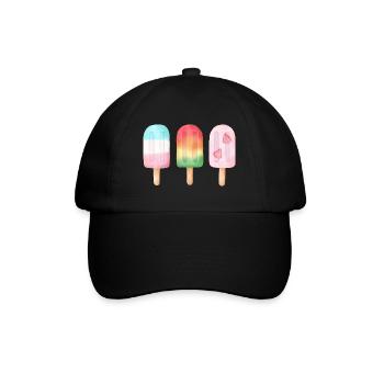 Aquarelle colorée Crème glacée Trio Été - Casquette classique - noir/noir - Devant