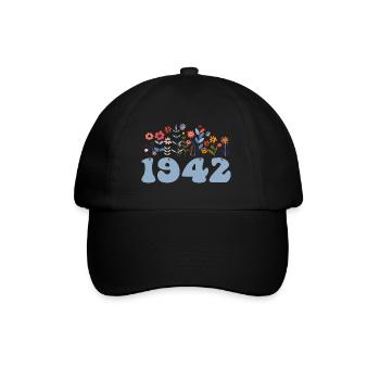 1942 Floral Pattern 1942 Floral Theme Flowers 1942 - Baseball Cap - black/black - Front