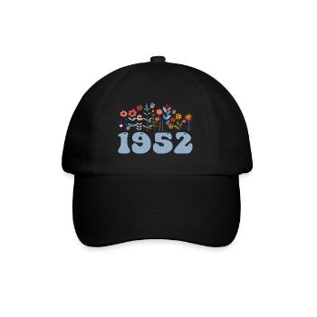 1952 Floral Pattern 1952 Floral Theme Flowers 1952 - Baseball Cap - black/black - Front
