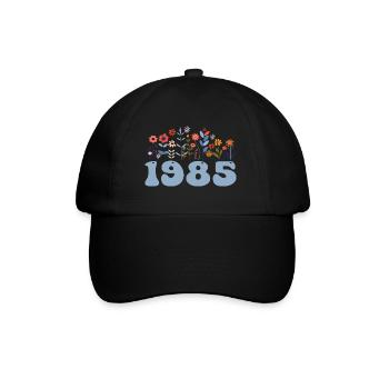1985 Floral Pattern 1985 Floral Theme Floral 1985 - Baseball Cap - black/black - Front