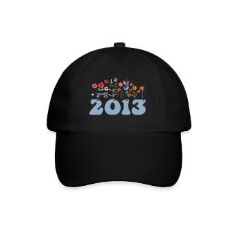 2013 Floral Pattern 2013 Floral Theme Flowers 2013 - Baseball Cap - black/black - Front