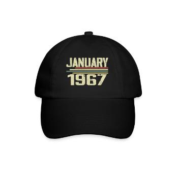 Januar 1967 - Geburtstagsgeschenk Januar 1967 - Baseballkappe - Schwarz/Schwarz - Vorne