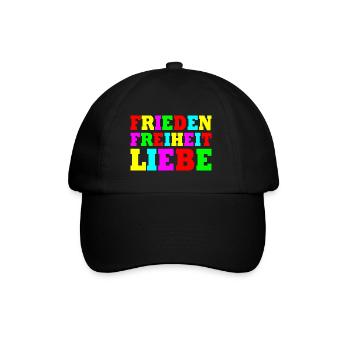 Frieden freiheit liebe - Baseballkappe - Schwarz/Schwarz - Vorne