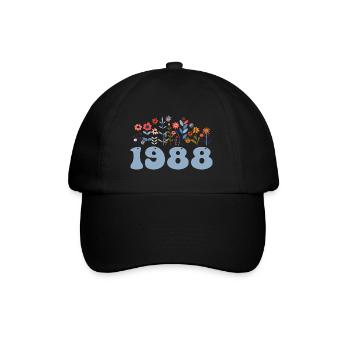 1988 Floral Pattern 1988 Floral Theme Flowers 1988 - Baseball Cap - black/black - Front