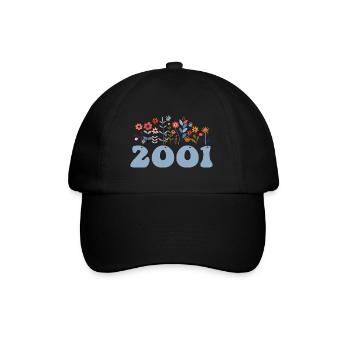 2001 Floral Pattern 2001 Floral Theme Flowers 2001 - Baseball Cap - black/black - Front
