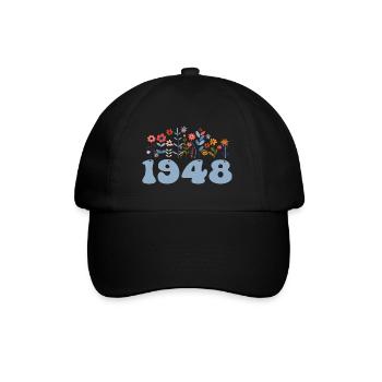 1948 Floral Pattern 1948 Floral Theme Flowers 1948 - Baseball Cap - black/black - Front