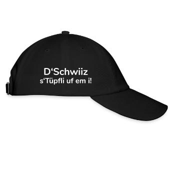 Schweizerkreuz mit Punkten schöner Grafik Stil - Baseballkappe - Schwarz/Schwarz - Rechts