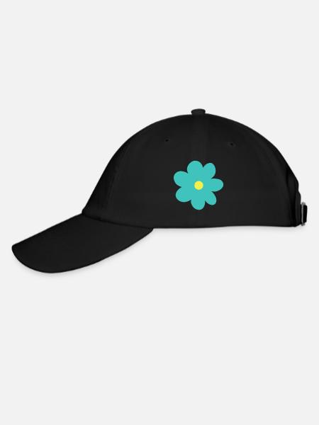 Mintfarbene Blume - Baseballkappe - Schwarz/Schwarz