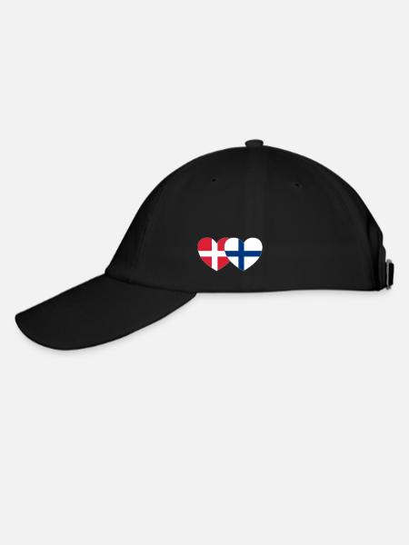 Dänemark Finnland Flagge Herz - Baseballkappe - Schwarz/Schwarz