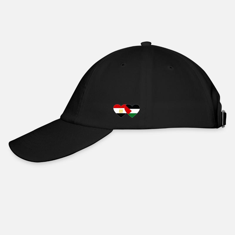 Egypt Palestine Flag Heart - Baseball Cap - black/black