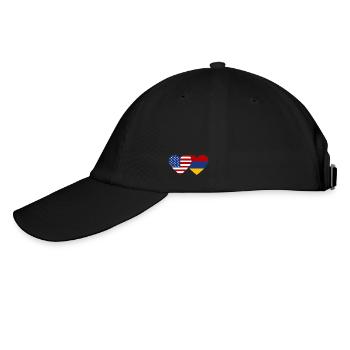 USA Armenien Flagge Herz - Baseballkappe - Schwarz/Schwarz - Links