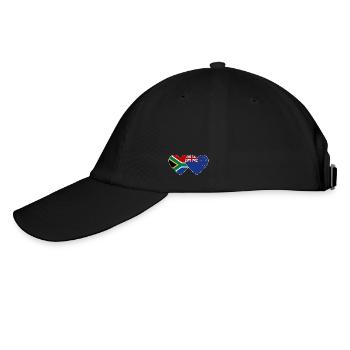 Südafrika Neuseeland Flagge Herz - Baseballkappe - Schwarz/Schwarz - Links