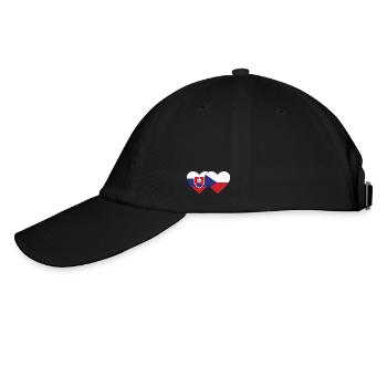 Slowakei Tschechien Flagge Herz - Baseballkappe - Schwarz/Schwarz - Links
