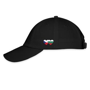 Tschechien Bulgarien Flagge Herz - Baseballkappe - Schwarz/Schwarz - Links