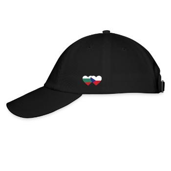 Bulgarien Tschechien Flagge Herz - Baseballkappe - Schwarz/Schwarz - Links