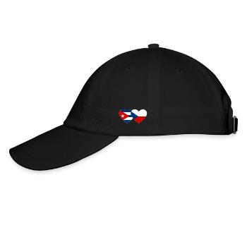 Kuba Tschechien Flagge Herz - Baseballkappe - Schwarz/Schwarz - Links