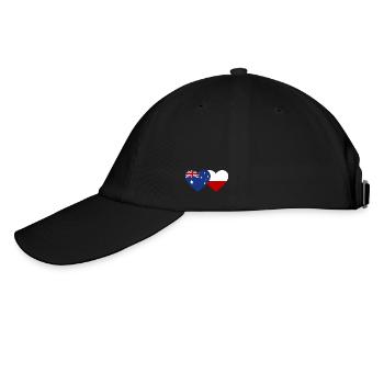 Australien Polen Flagge Herz - Baseballkappe - Schwarz/Schwarz - Links