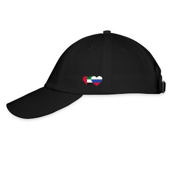 Vereinigte Arabische Emirate Russland Flagge Herz - Baseballkappe - Schwarz/Schwarz - Links