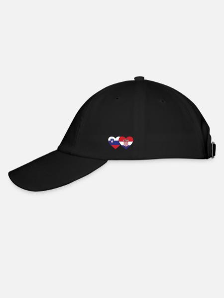 Slowenien Kroatien Flagge Herz - Baseballkappe - Schwarz/Schwarz