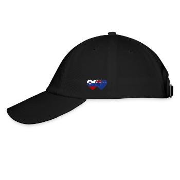Slowenien Neuseeland Flagge Herz - Baseballkappe - Schwarz/Schwarz - Links