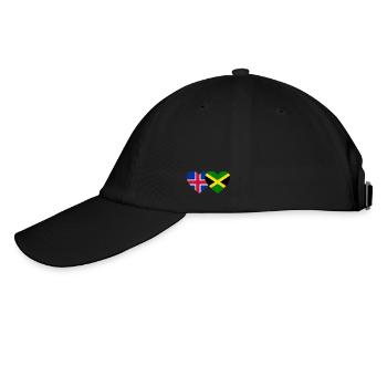 Island Jamaika Flagge Herz - Baseballkappe - Schwarz/Schwarz - Links