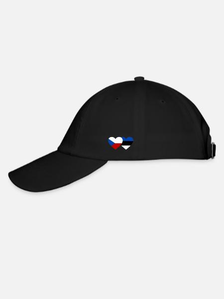 Tschechien Estland Flagge Herz - Baseballkappe - Schwarz/Schwarz