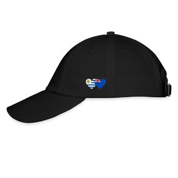 Uruguay Neuseeland Flagge Herz - Baseballkappe - Schwarz/Schwarz - Links