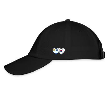 Uruguay Südkorea Flagge Herz - Baseballkappe - Schwarz/Schwarz - Links