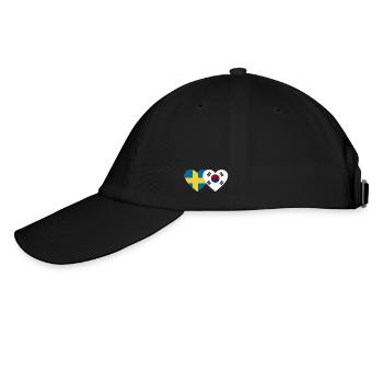 Schweden Südkorea Flagge Herz - Baseballkappe - Schwarz/Schwarz - Links