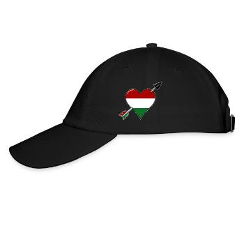 Hungary flag heart in love - Baseball Cap - black/black - Left