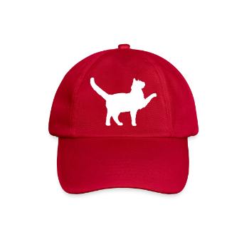 Katze Silhouette Begrüßen Pfote Strecken Betteln - Baseballkappe - klassisch Rot - Vorne