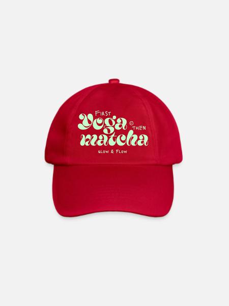 First Yoga Then Matcha Typo-Design - Baseballkappe - klassisch Rot