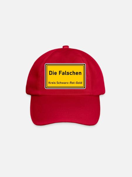 Ortsschild Die Falschen - Kreis Schwarz-Rot-Gold - Baseballkappe - klassisch Rot