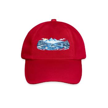 Winterliche Berglandschaft am See - Baseballkappe - klassisch Rot - Vorne