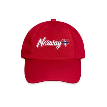 Norwegisches Drehbuch mit Flag Heart Fan Patriotisch - Baseballkappe - klassisch Rot - Vorne