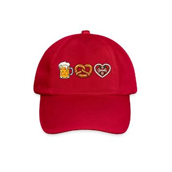 Bier Brezel & Lebkuchenherz –  Volksfest Motiv - Baseballkappe - klassisch Rot - Vorne