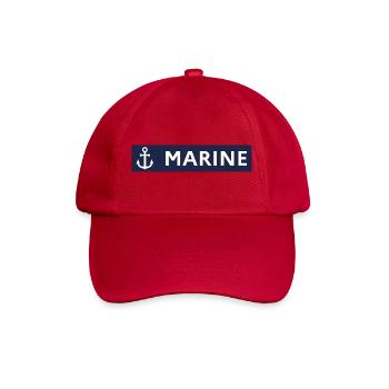 Marineblauer Hintergrund – Matrosenstil - Baseballkappe - klassisch Rot - Vorne