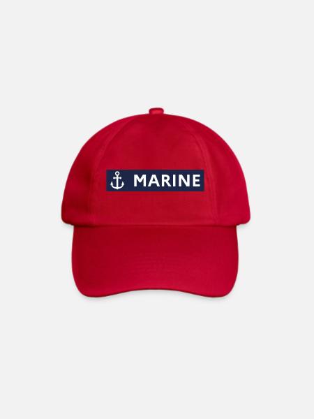 Marineblauer Hintergrund – Matrosenstil - Baseballkappe - klassisch Rot