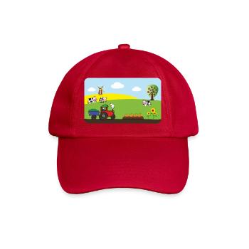 Traktor vom Bauernhof  - Kühe Felder Windmühle - Baseballkappe - klassisch Rot - Vorne
