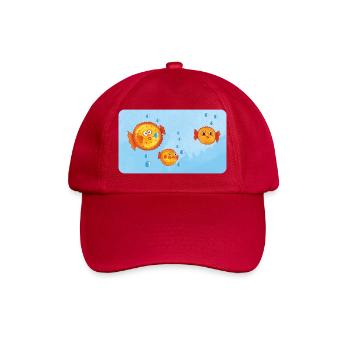Fische - Lustige orange Kugelfische mit Luftblasen - Baseballkappe - klassisch Rot - Vorne