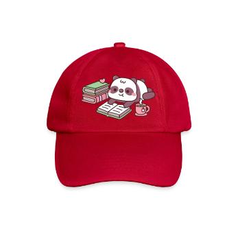 Süßer Pandabär entspannt mit Büchern und Tee - Baseballkappe - klassisch Rot - Vorne