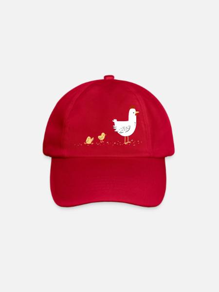 Huhn mit Küken - Baseballkappe - klassisch Rot