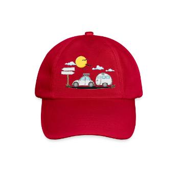 Wohnwagen mit Wunschtext – Perfekt für den Ruhesta - Baseballkappe - klassisch Rot - Vorne