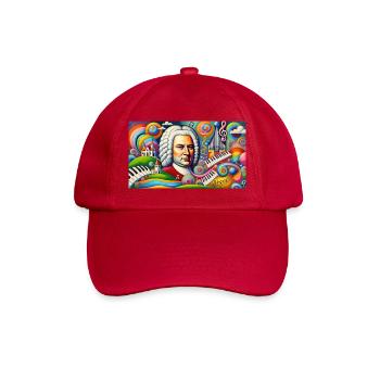 Johann Sebastian Bach: Porträt in modernem Malstil - Baseballkappe - klassisch Rot - Vorne