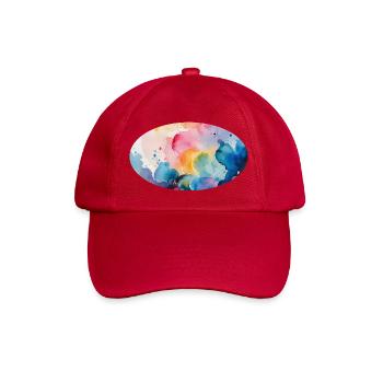 Aquarellfarben Farbexplosion auf Leinwand - Baseballkappe - klassisch Rot - Vorne