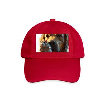 Hunde und goldiger Hamster in Nahaufnahme - Baseballkappe - klassisch Rot - Vorne