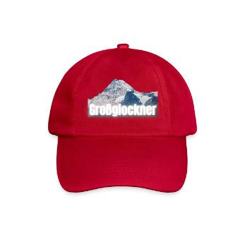 Großglockner - Design mit Schrift & Bergshilouette - Baseballkappe - klassisch Rot - Vorne