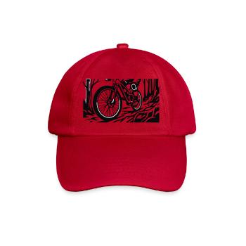 MTB Fahrer Wald Silhouette - Baseballkappe - klassisch Rot - Vorne