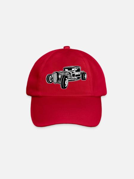 Hot Rod / Rad Rod 06_schwarz weiß - Baseballkappe - klassisch Rot